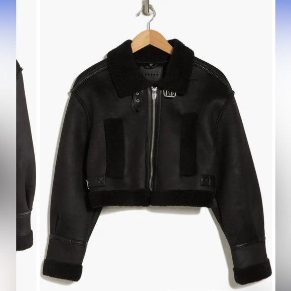 Blank NYC Jackets & Blazers - Blank NYC Faux Shearling Bonded Faux Leather Crop Jacket